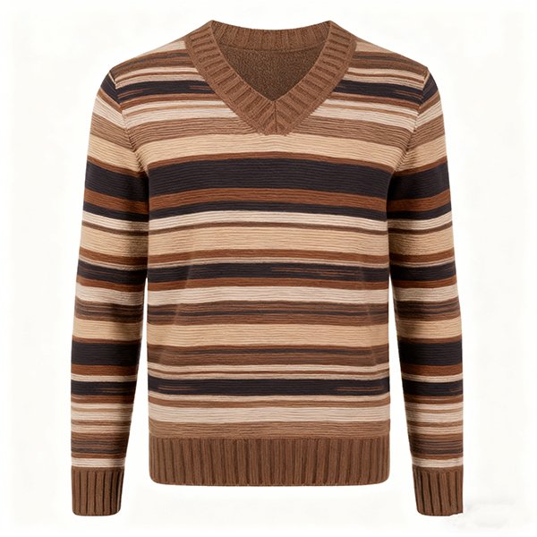 Men's Cashmere V-Neck Ribbed Pullover - Winter Warm