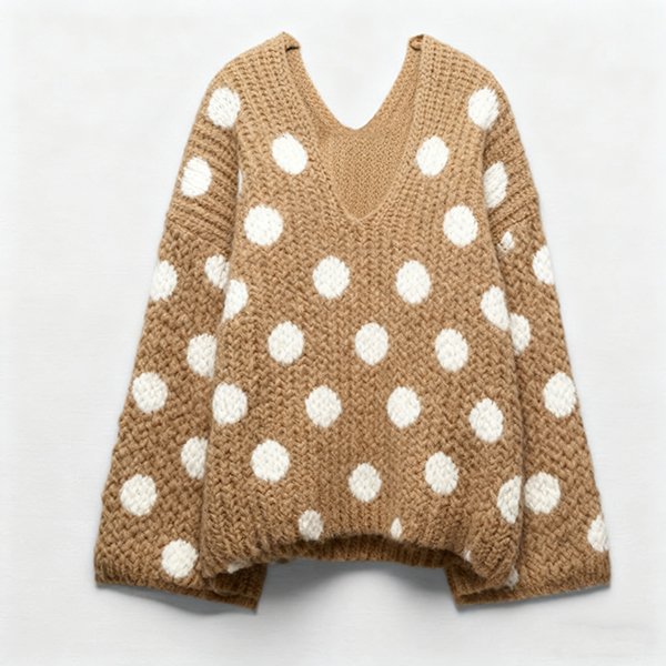 Women's Solid V-Neck Long-Sleeve Knit Sweater - Stylish Elegant Temperament